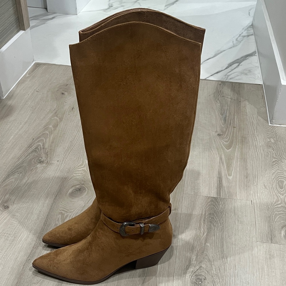 Portland Leather Tan Over the Knee Boots